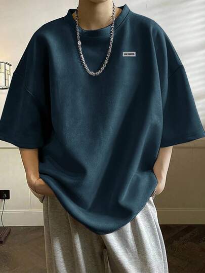 Claim Dot 大码男士休闲纯色简约时尚短袖T恤，日常穿着