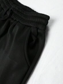 Manfinity EMRG 男士字母印花连帽衫和运动裤套装 - 黑色 - 查看 8