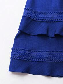 Breezaya 女式夏季度假休闲纯色蕾丝边连衣裙 - 寶藍色 - 查看 5