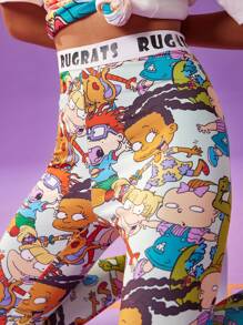 Nick 90s | SHEIN Women's Cartoon Figure Graphic High Waist Leggings - Multicolor - View 4