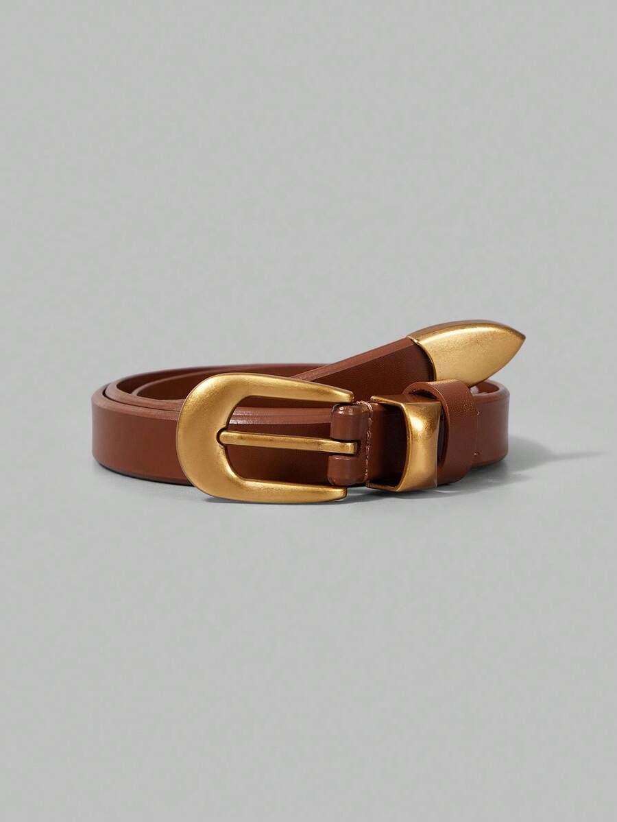Ontre Fashionable Versatile Simple Daily Buckle Belt - Brown - View 1