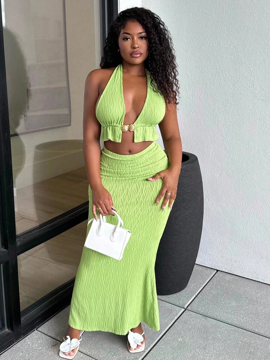 Alexandranx Women Two Pieces Outfits For Daily Wear - Green - View 1
