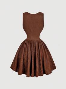 SHEIN MOD Gorgeous Court Peach V-Neck Dress With Pleated Details - Dreamy And Romantic, Perfect For Dates, Parties, Holidays, Tea Parties, And Birthdays