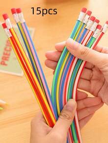 5/10/15Pcs Random Color Unbreakable & Flexible Pencils, Suitable For Learning Toys, Party Favors (Pencils Are For Play Only, Not Recommended For Writing) - Multicolor - View 9