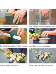 1/3/6 件多种尺寸花卉泡沫块、新鲜和人造花泡沫砖、绿色干湿花泡沫植物泡沫，适用于新鲜和人造花布置 DIY 工艺、婚礼装饰、园艺项目、桌面中心装饰。 - 綠色 - 查看 10