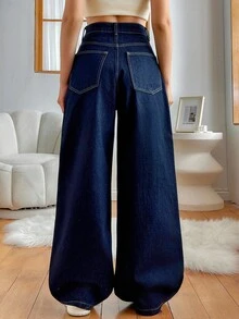 EURMUSE JEANS FEMME TAILLE BASSE JAMBE LARGE - Jean brut - Voir 2