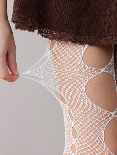 Goth 1 Coppia di Calze Traforate Allo Stile Punk Per Donne, Adatte Per Tutte Le Stagioni