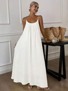 DAZY Summer New Backless Cream Yellow Women 2 Pieces Beachwear Set Sundress - White - View 2