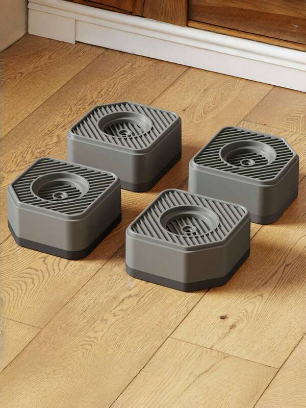 SHEIN (4 peças) Almofadas à prova de choque para máquina de lavar - Pés de borracha quadrados de alta resistência ao desgaste para máquina de lavar e base de secadora, base de proteção de suporte de redução de ruído e absorção de choque, adequada para sofás, cadeiras, geladeiras, máquinas de lavar, secadoras e outros grandes eletrodomésticos