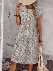 EMERY ROSE Vestido midi para mujer, conjunto de ropa de verano para mujer, vestidos de verano para mujer, atuendos de vacaciones para mujer, atuendos de playa para mujer, vestido de vacaciones con estampado floral