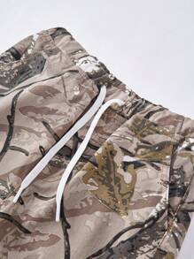 Tween Girl Camo Cargo Pants Tween Girl Denim Jeans, Fashion Personalized American Vintage Camouflage Cargo Loose Elastic Waist Casual Harem Pants, Unisex Relaxed Style Teen Girl Camo Sets Camo Pants Girl Camo Camo Multi-Pocket Street Style Cargo Pants Casual Fashion For School Everyday Holidays Outdoor Play And Vacation Wild West Brown Vacation Adventure Beige - Beige - View 3