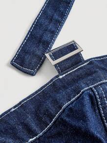 Sweetra 休闲优雅女式牛仔连衣裙 - 藍色 - 查看 3