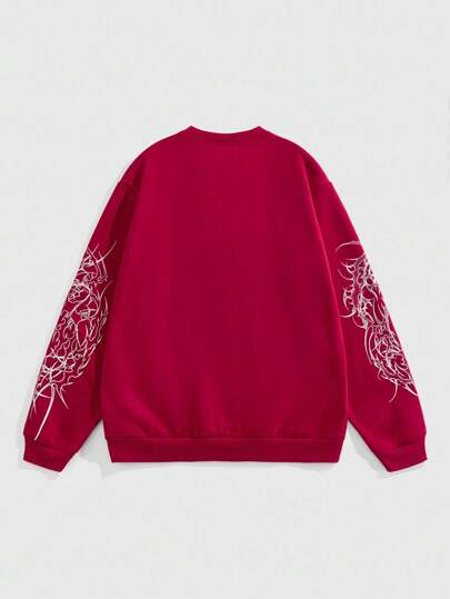 Street Life Men's Thorn Print Long Sleeve Pullover Sweatshirt