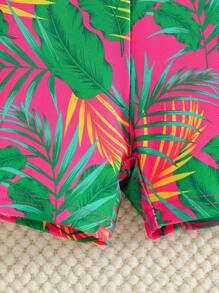 SHEIN 年輕女孩植物印花背心連體褲