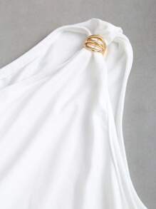 Sweetra Body de metal con pliegues, casual y versátil, para primavera/verano - Blanco - Ver 6