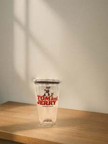 TOM & JERRY X SHEIN Glass Cup 450ml, Cartoon Clear Mug For Milk, Juice, Coffee, Water – Cute Funny Character Cup For Everyday Home Use - Multicolor - View 5