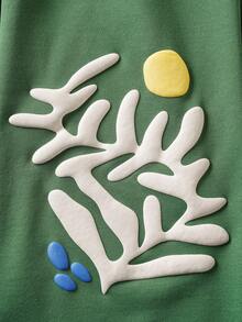 Discovery X SHEIN Men's Casual Everyday Letter & Plant Pattern Elastic Waist Wide Leg Sweatpants - Green - View 6