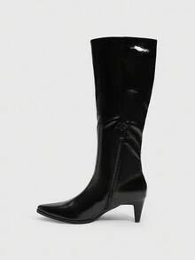 Daringsoles Women's Fashion Black Kitten Heel Pointed Toe Over-The-Knee Boots - Black - View 6