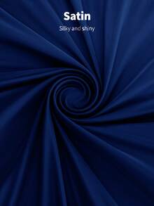 LuxeNights Luxe Nights French Elegant Loose Long Robe, Women Sleepwear Satin Robe Long Satin Robe, For Fall, Winter - Blue - View 3