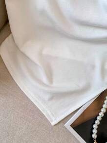 INAWLY Plus Size Women's Casual Solid Color Split Hem T-Shirt