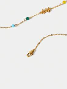 Rick and Morty X SHEIN Fashionable Cartoon Graphic & Planet Pendant Chain Necklace - Gold - View 4