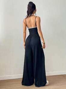 Flirla Women's Casual Pleated Loose Straight Leg Jumpsuit, Spring/Summer