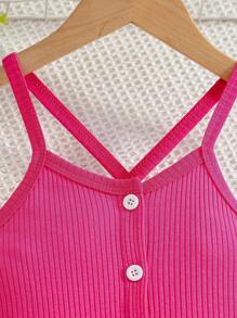 SHEIN Young Girl Sunflower Print Cami Romper - Multicolor - View 6