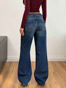EURMUSE Dżinsy damskie proste z niskim stanem - Średni jeans - Zobacz 4