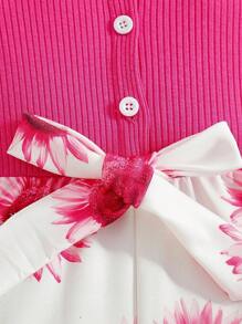 SHEIN Young Girl Sunflower Print Cami Romper - Multicolor - View 5