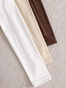 SHEIN 3件套青少年女孩休闲猫咪印花高领长袖保暖内衬T恤时尚秋冬季服装 - 彩色 - 查看 4