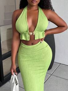Alexandranx Women Two Pieces Outfits For Daily Wear - Green - View 3