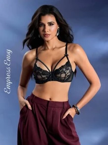 Empress Envy Women's Sheer Lace Bra With Underwire, Lingerie