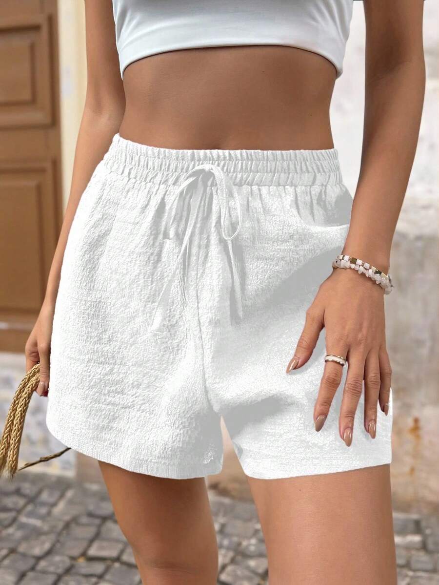Brillora Summer Beach Solid Knot Waist Shorts