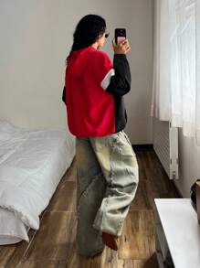 StreetHx 女式超大号拼色连帽长袖夹克