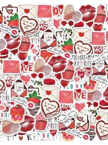 46 件（23*2）丰富的爱情表达，自粘贴纸简约风格精致漂亮的装饰贴纸。适合情侣装饰相册、日记本、杯子、笔记本电脑和手机，表达爱意，贴纸，剪贴簿用品，剪贴簿