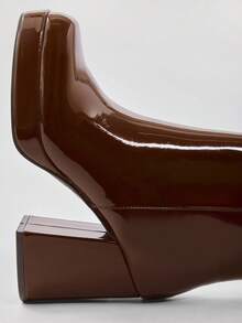 SHUZIA Giày bốt đế vuông đế giữa, bền bỉ, thoải mái dành cho nữ - màu nâu - Xem 7