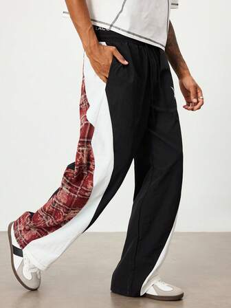 Street Life Men's Contrast Color Plaid Drawstring Waist Pants