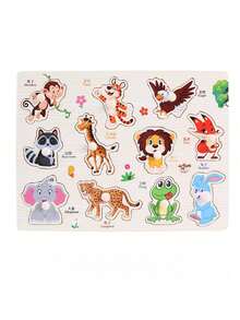 Zazumi 1 套木制钉板拼图蒙特梭利多主题图案动物海洋水果车辆农场精细运动技能学习大脑助推感官玩具 - 彩色 - 查看 18