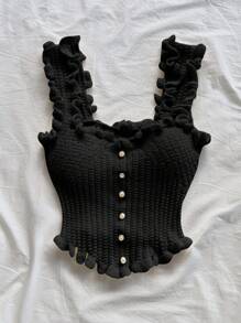 Soleia 女款浪漫休閒度假針織上衣 - 黑色 - 查看 4