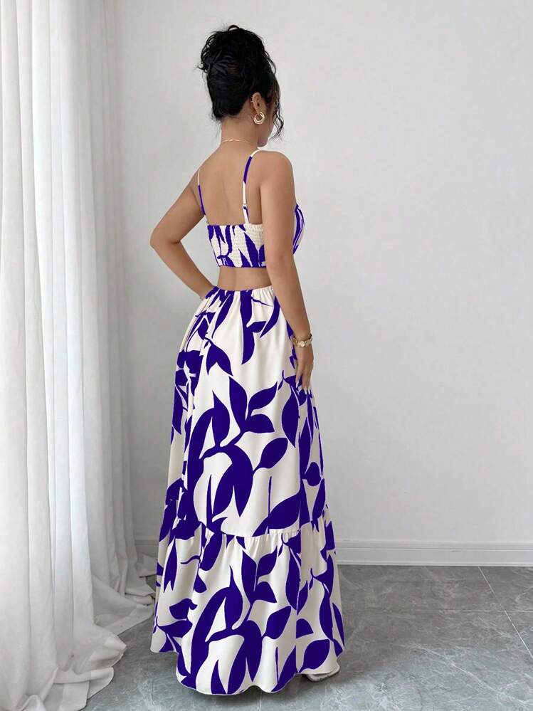 Rafferiza Vestido largo elegante de mujer con estampado y cintura ceñida - Multicolor - Añade 5