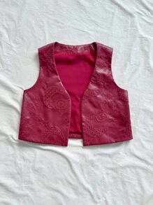 Soleia Blusa informal de unicolor con bordado de PU, para fiesta - Burdeos - Ver 3