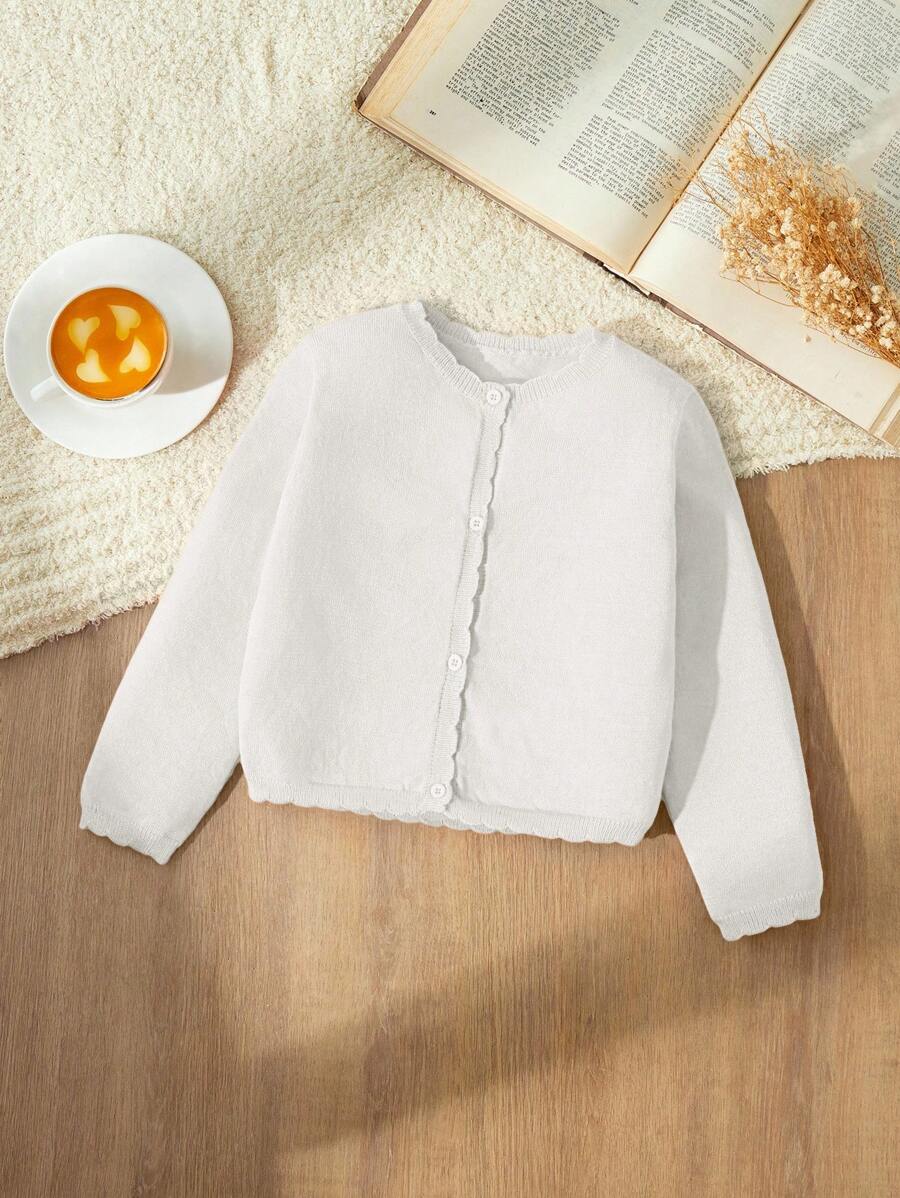 Blossori Young Girls Red Fitted Crew Neck Cardigan, Autumn/Winter Fall