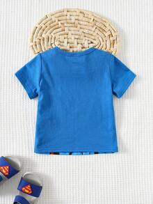 SUPERMAN X Cozy Pixies Suéter de cuello redondo de manga corta con gráfico suave de punto para bebé niño - Multicolor - Ver 2