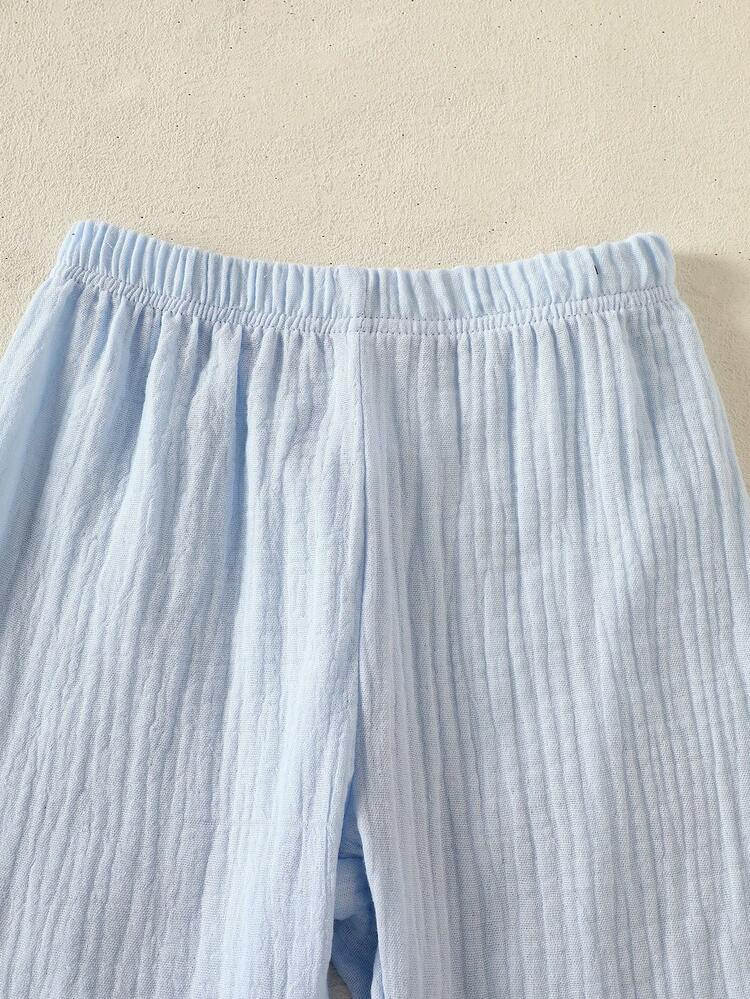 2 件套女童休闲开衫，带口袋，柔软宽松，可爱简约设计，适合春秋季节 - 藍色 - 查看 8