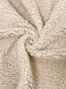 SHEIN 孕妇无袖单排扣毛绒弧形下摆休闲常规夹克 - 米色 - 查看 8