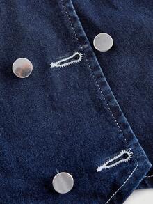 Sweetra 女士休闲性感牛仔衬衫 - 藍色 - 查看 3