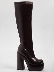 SHUZIA Botas altas hasta la rodilla de diseño elegante y estiloso para mujer - Marrón Chocolate - Ver 6