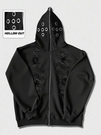 Street Life Herren Perforierte Ausschnitt Reißverschluss Sweatshirt Jacke, Herbst/Winter