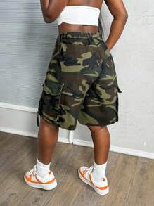 Slaydiva Women's Sexy Denim Cargo Shorts, Blue - Army Green - View 2