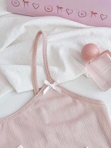 PetitDoll 舒适可爱的纹理面料蝴蝶结装饰吊带背心